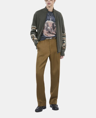 The Kooples HERREN KAKI khakifarbener cardigan aus wollmischung