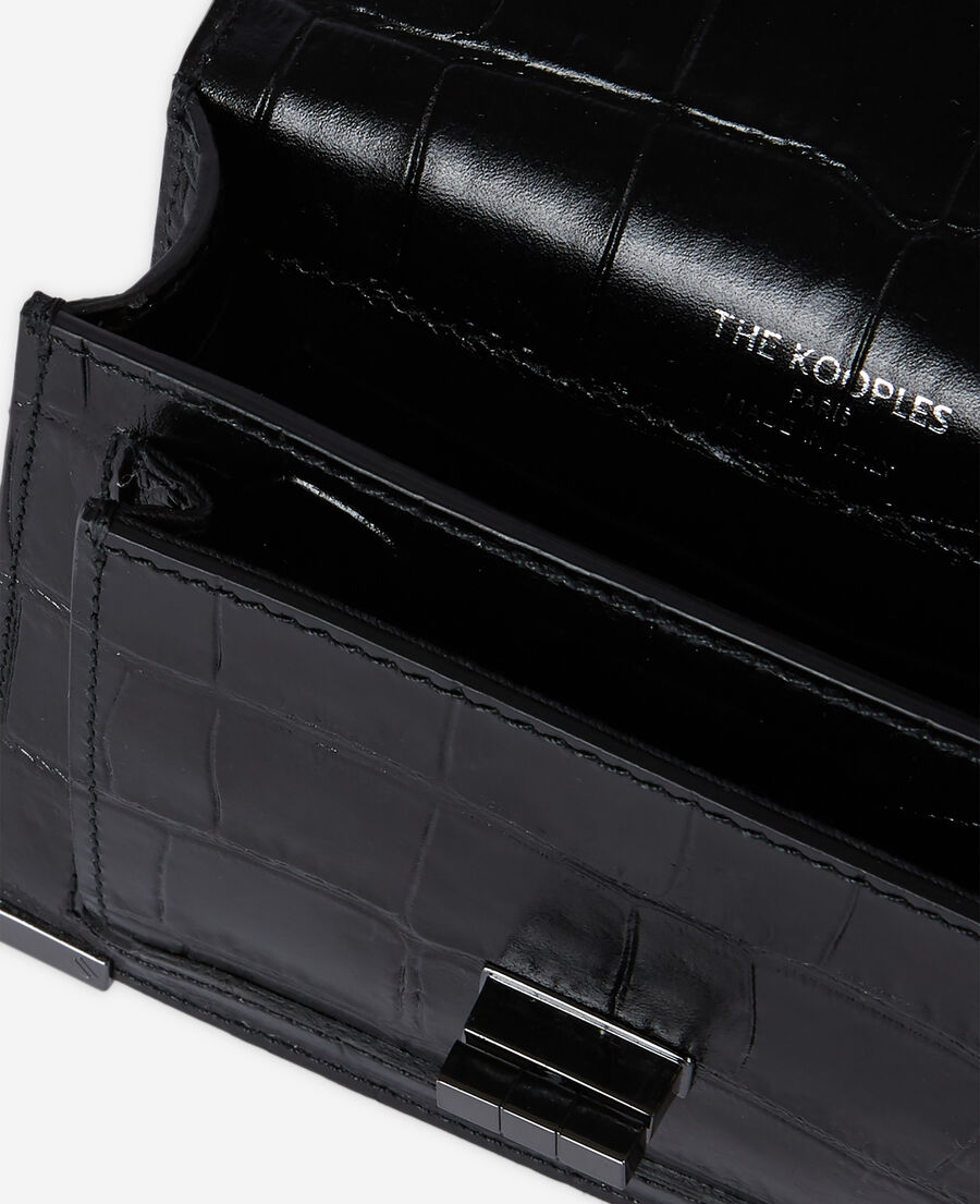 nano-handtasche emily aus schwarzem strukturiertem leder