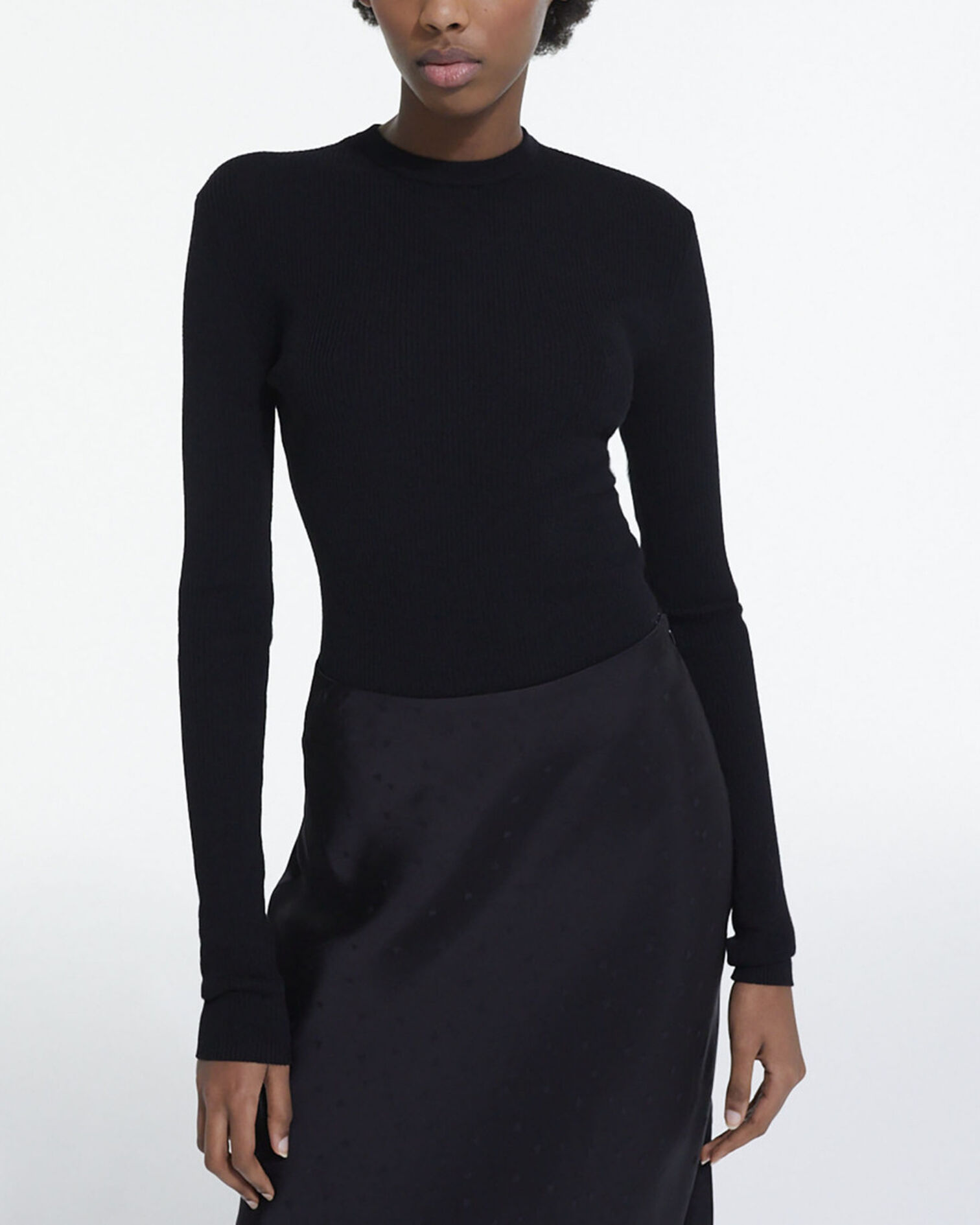 Black wool sweater, BLACK, hi-res image number null