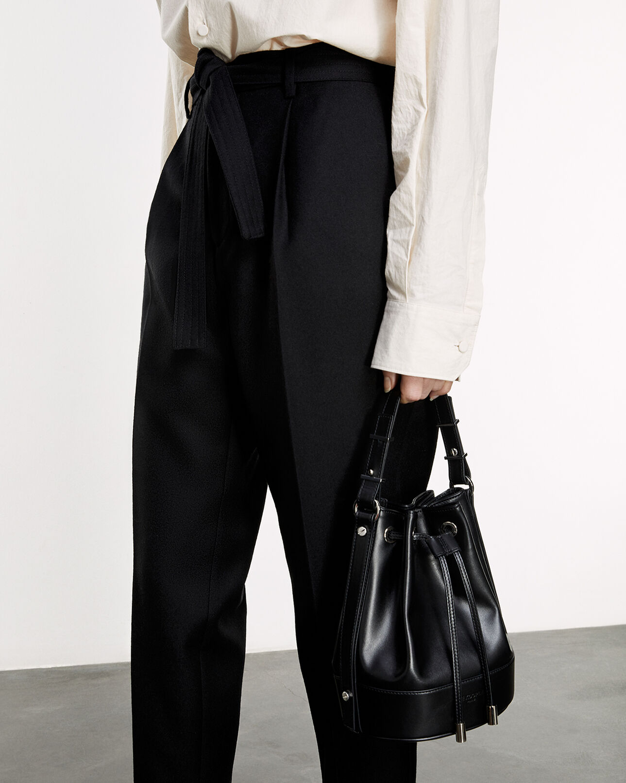 The Kooples MEN BLACK black pants with removable belt