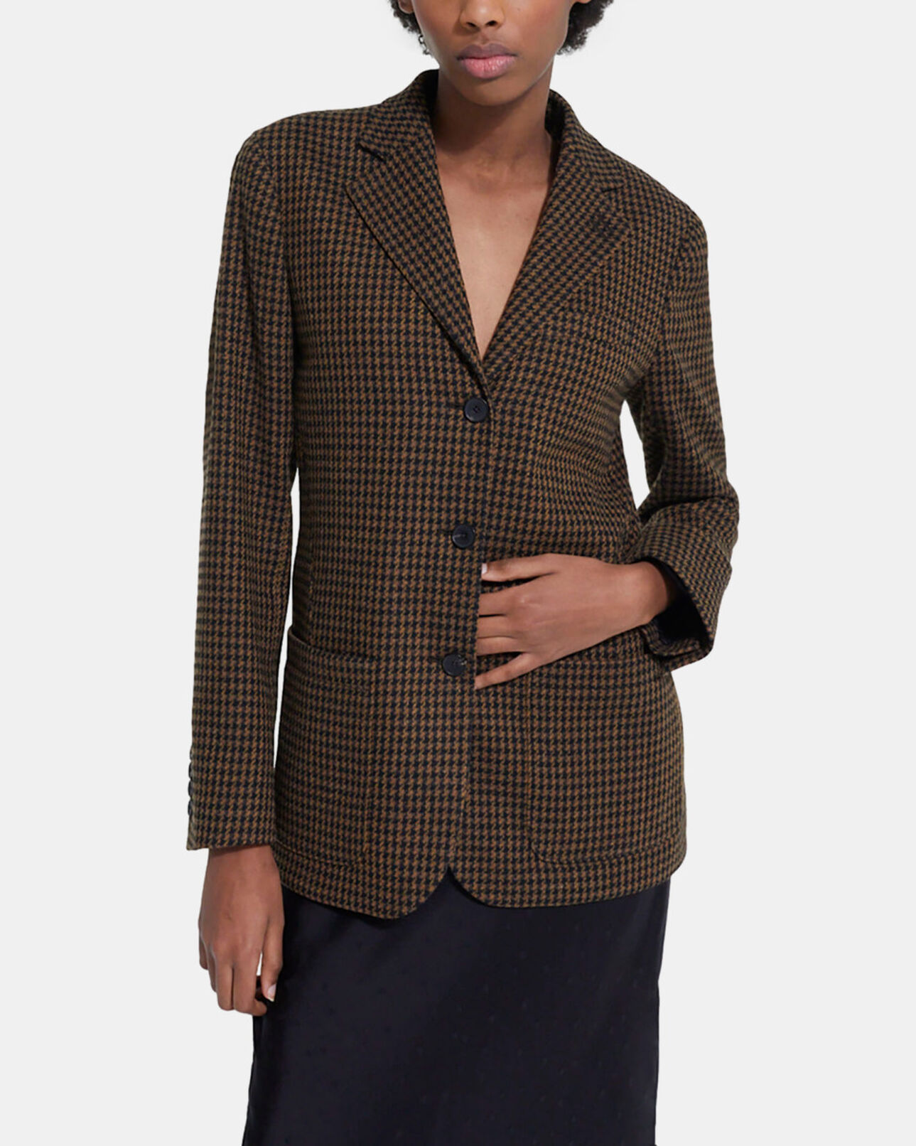 The Kooples F BLACK BROWN wool jacket with houndstooth motif
