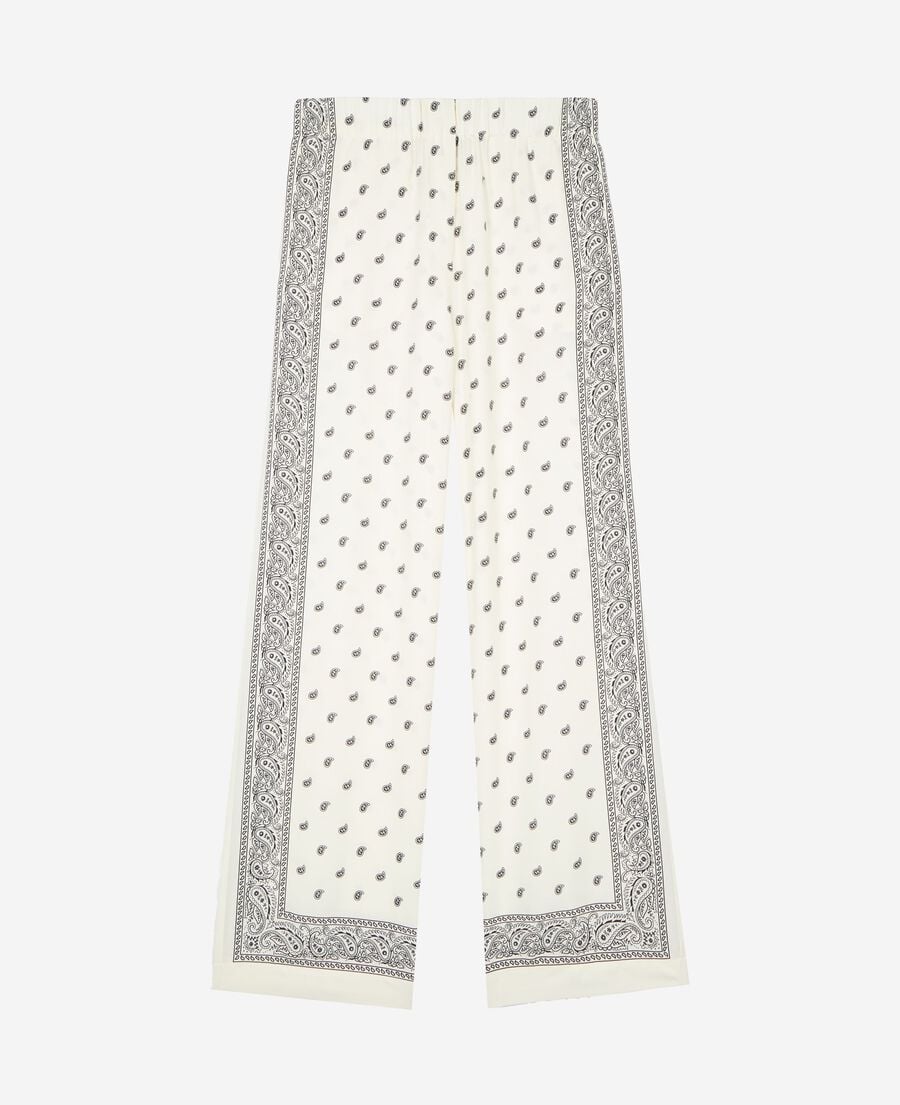 The Kooples WOMEN WHITE / BLACK straight-leg bandana print pants ecru