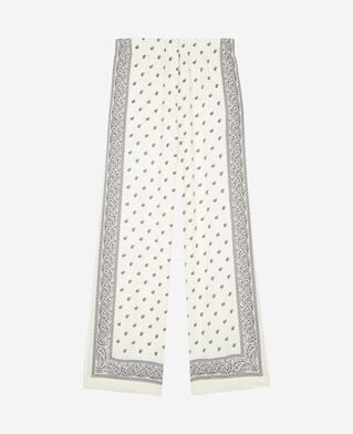 The Kooples WOMEN WHITE / BLACK straight-leg bandana print pants ecru