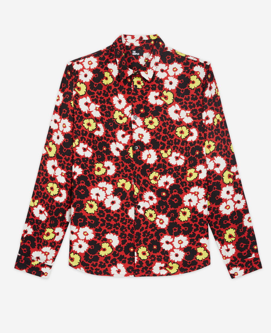 floral print shirt with classic collar