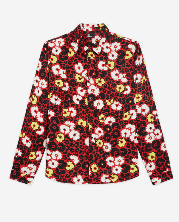 floral print shirt with classic collar