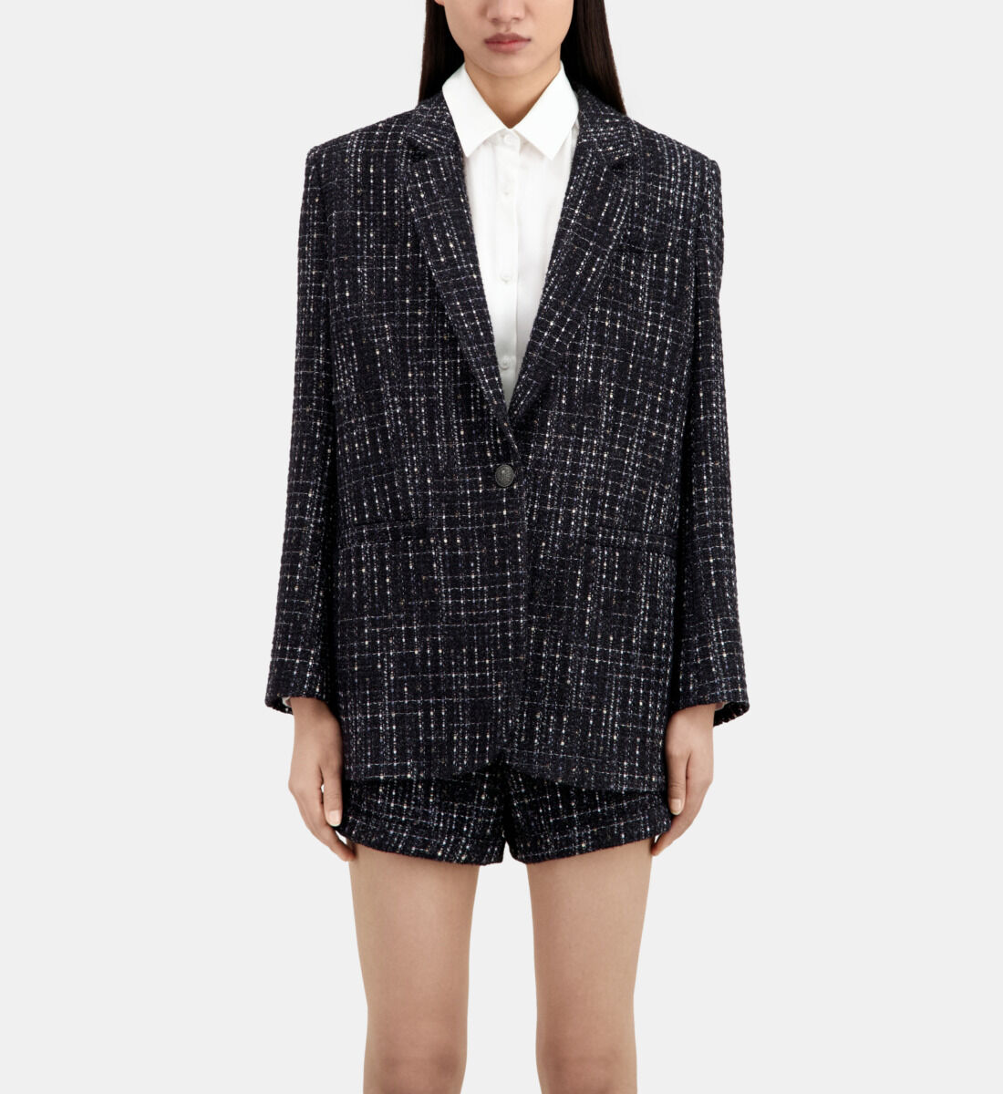 Tweed black suit on sale