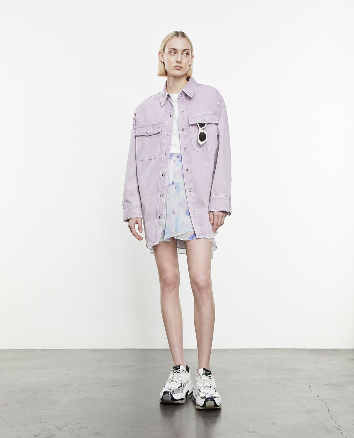Chemise violette ample poches jean The Kooples