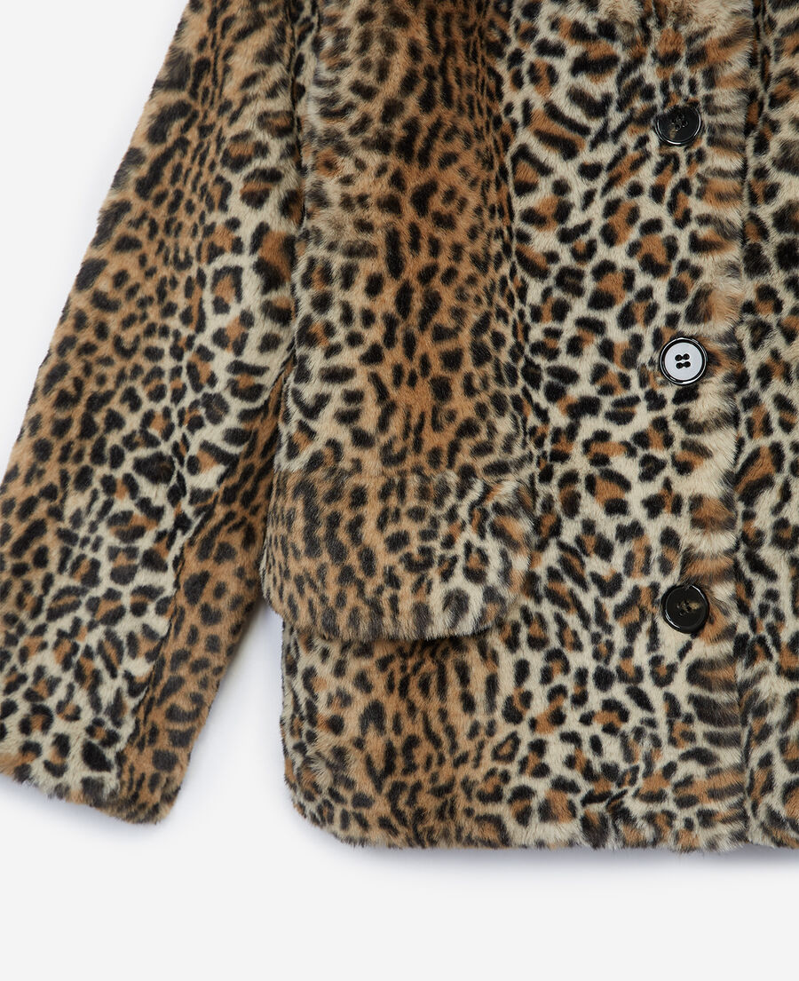Leopard faux fur coat with XXL collar The Kooples
