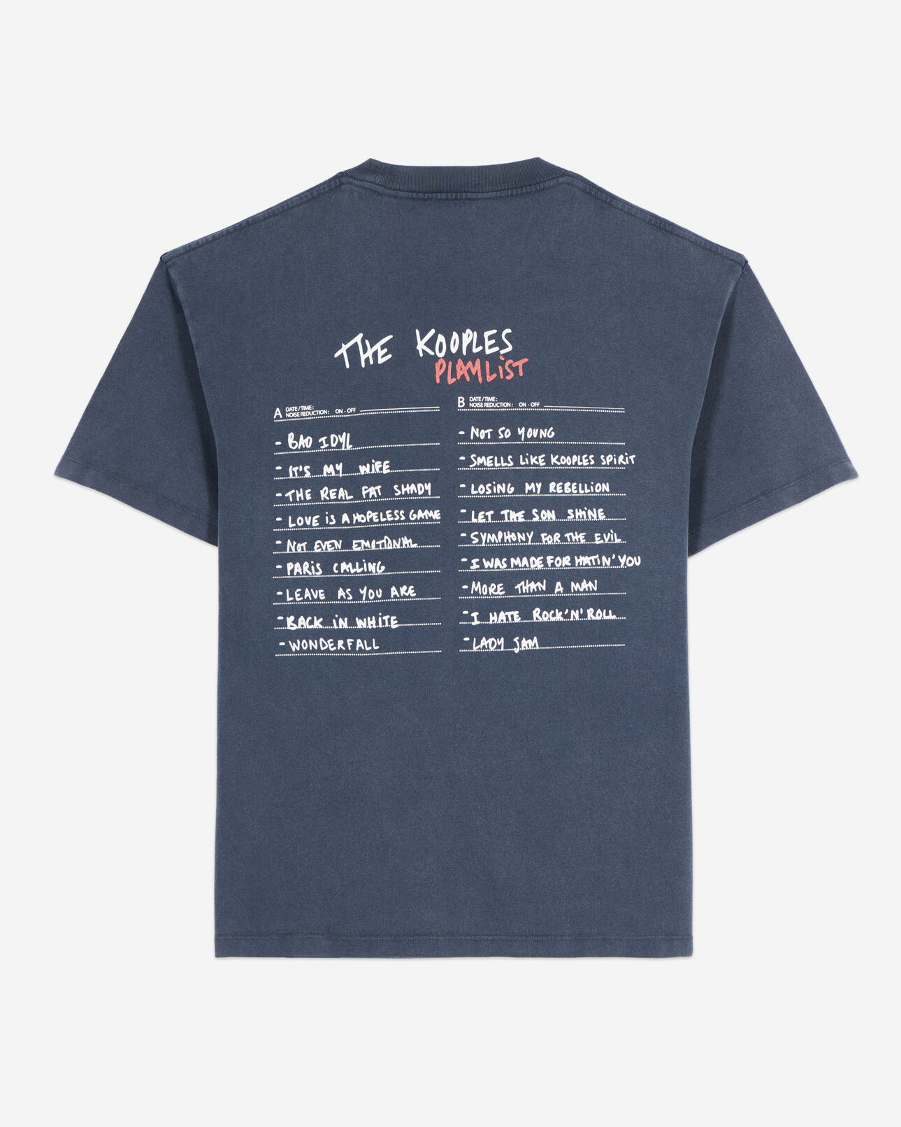 The Kooples HERREN CARBONE karbonblaues t-shirt mit siebdruck