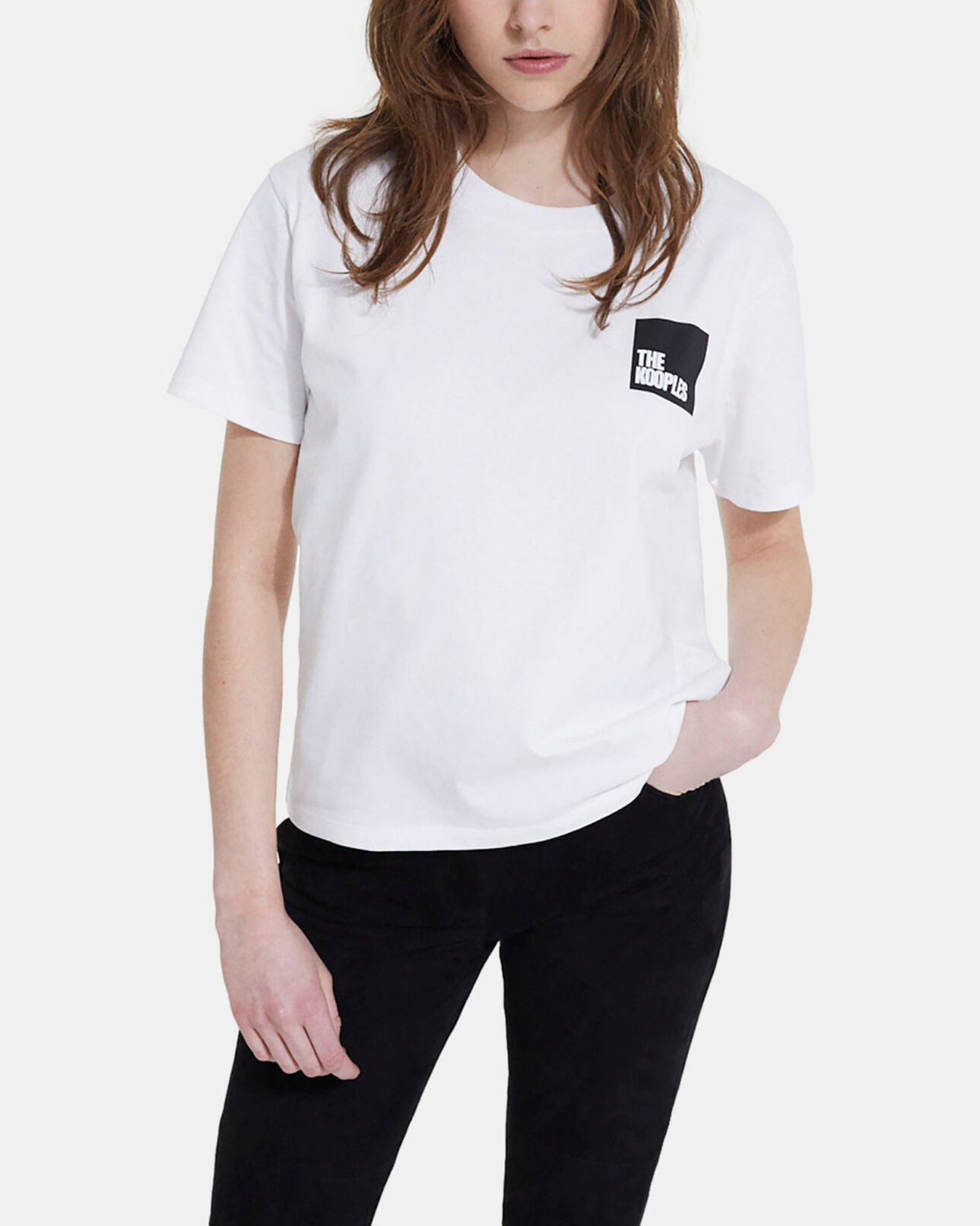 The Kooples WOMEN SNOW WHITE white t-shirt with the kooples logo