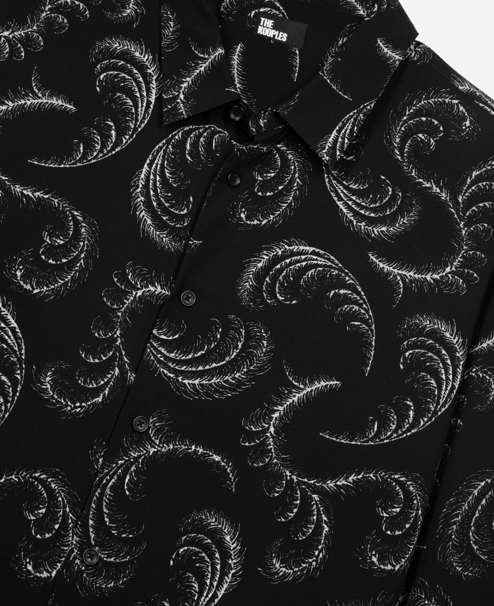 The Kooples MEN BLACK WHITE feather print shirt