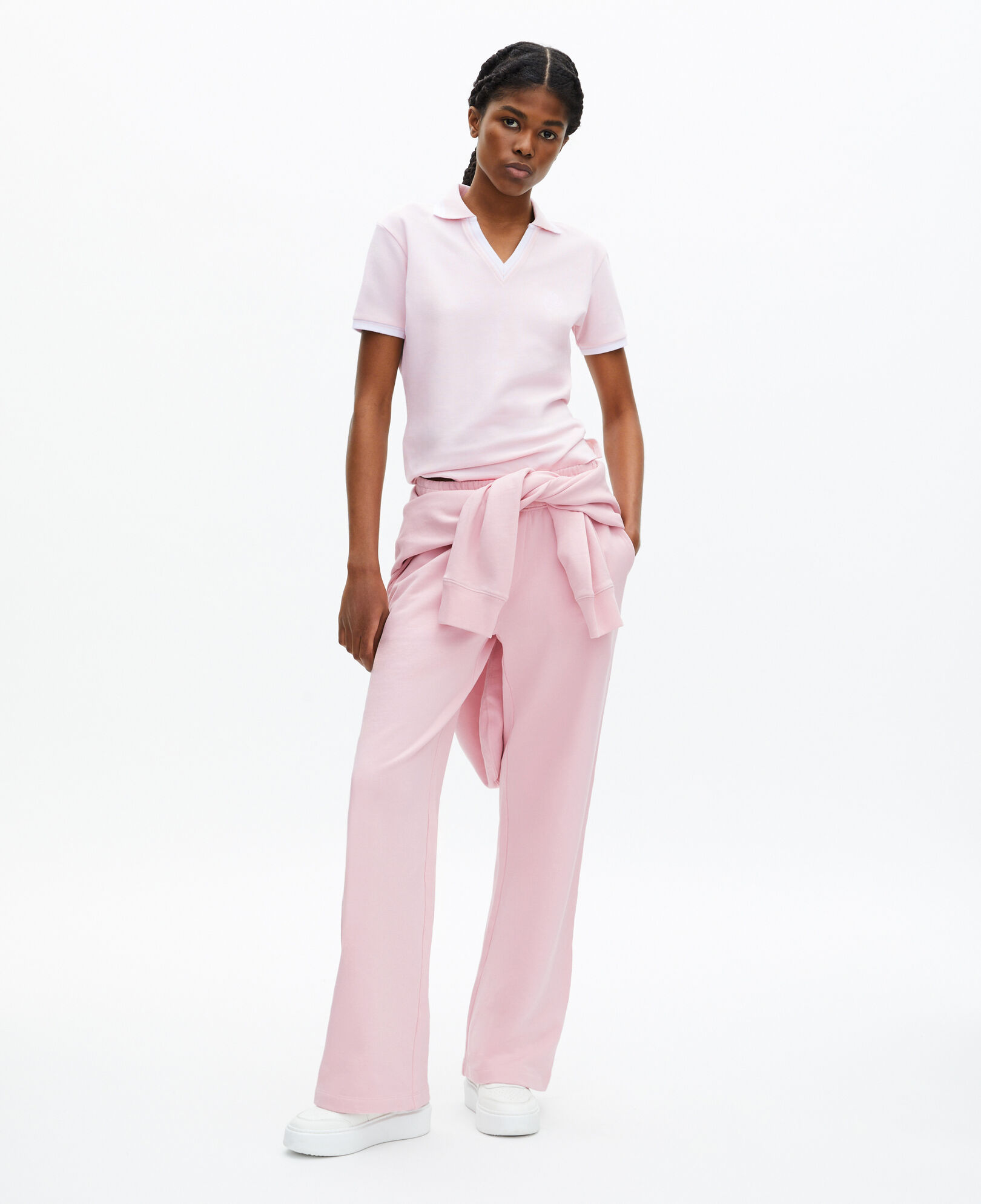 The Kooples WOMEN LILA pale pink v-neck polo shirt