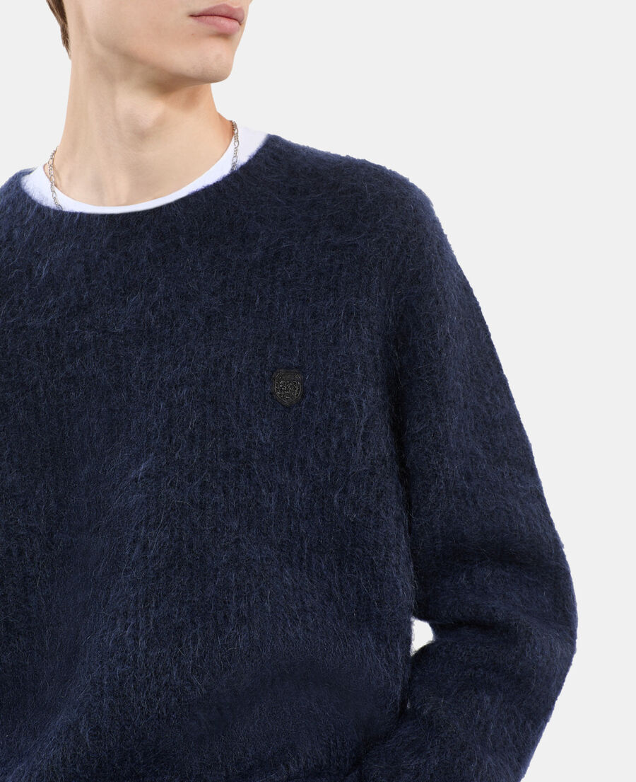The Kooples HERREN NAVY marineblauer pullover aus mohair und wolle