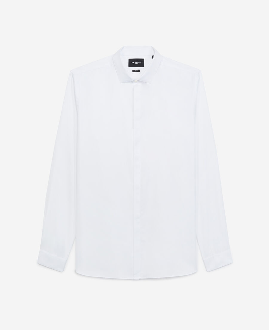 chic white shirt in cotton w/cutaway collar