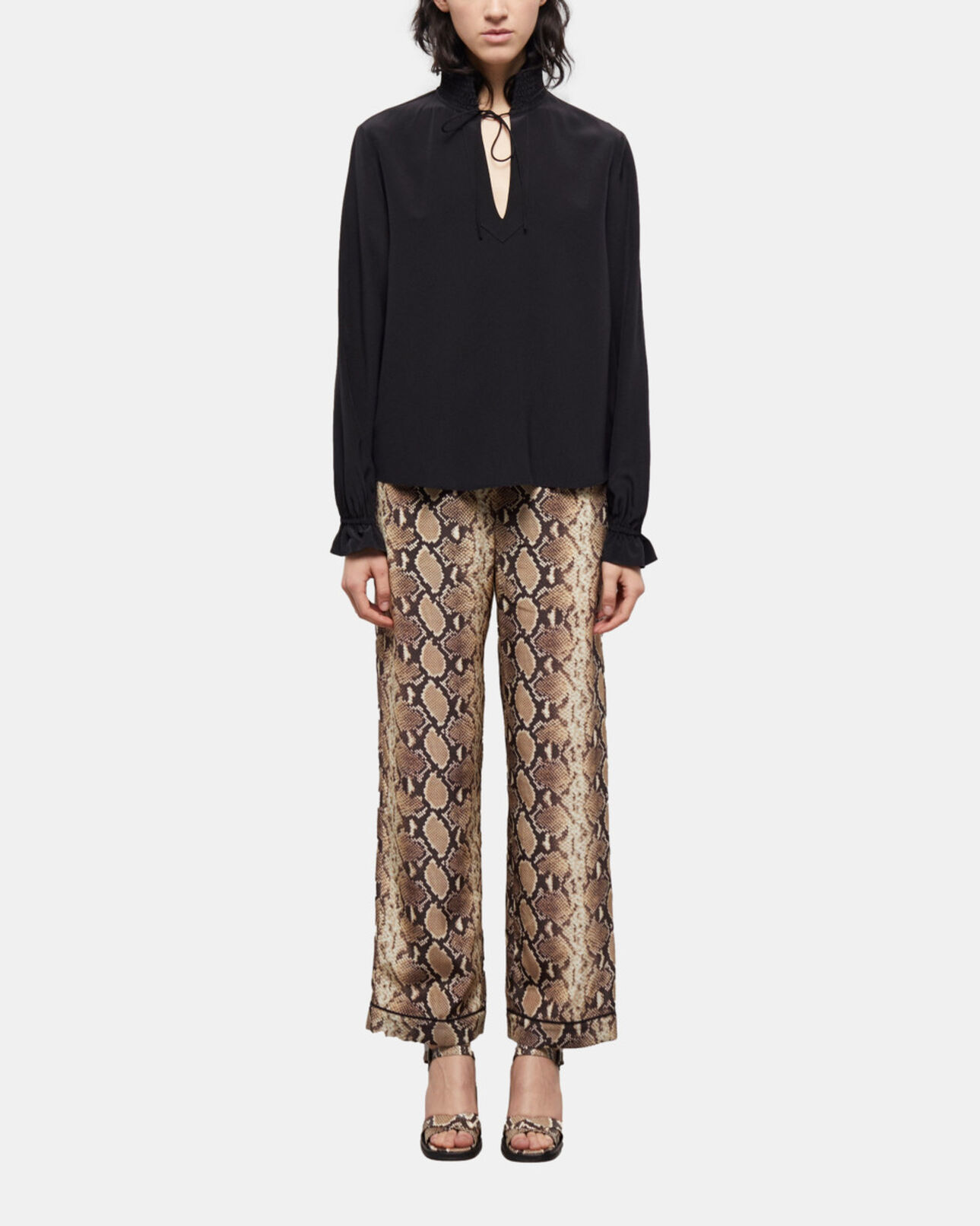 The Kooples WOMEN BLACK black silk blouse