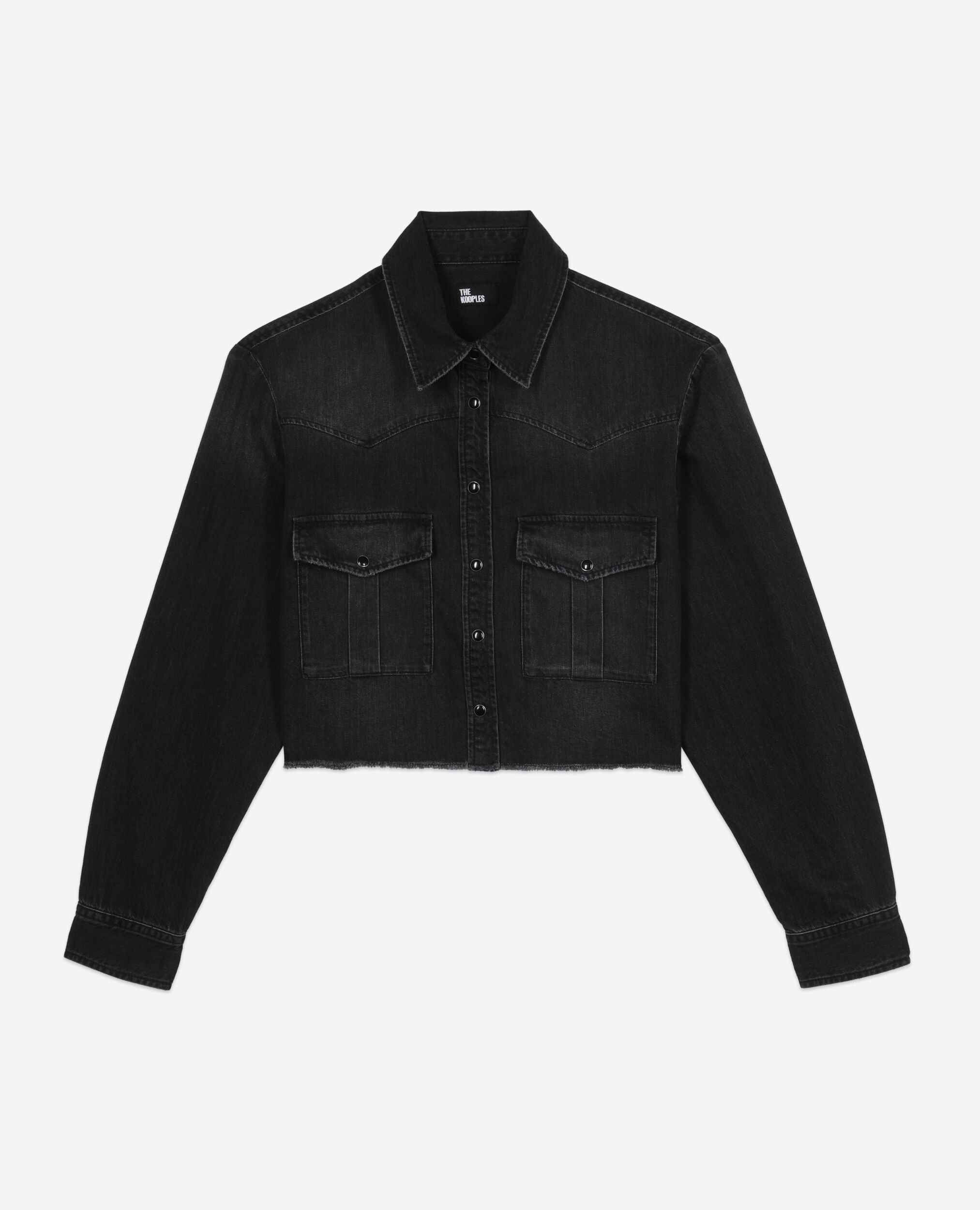 Short grey denim shirt, BLACK WASHED, hi-res image number null