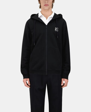 The Kooples HERREN BLACK schwarzes kapuzensweatshirt mit stickerei