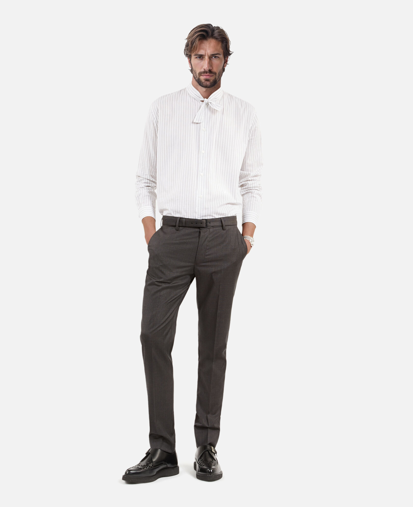 The Kooples HERREN DARK GREY graue anzughose aus prince-of-wales-wolle