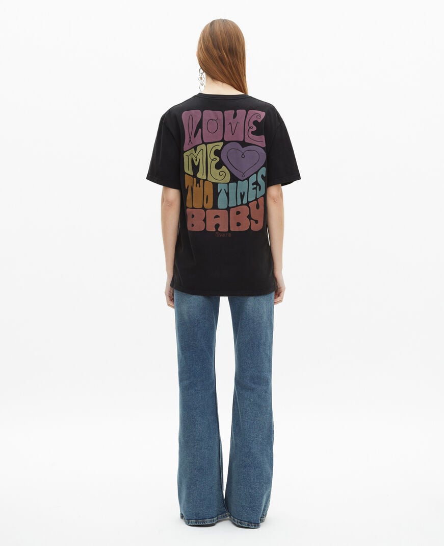 The Kooples MIXED BLACK WASHED the doors x the kooples unisex faded black t-shirt