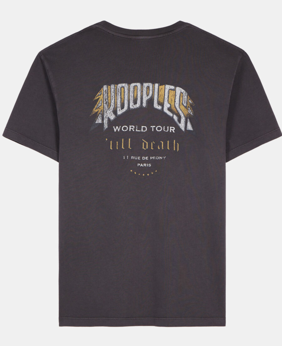 The Kooples H CARBONE carbon grey t-shirt with skull butterfly screen print