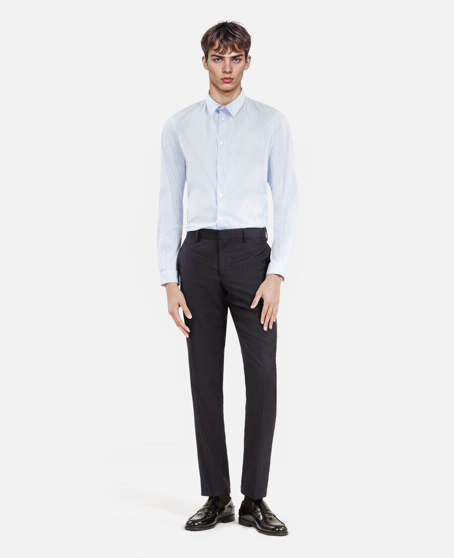 pantalon de costume en laine bleu marine