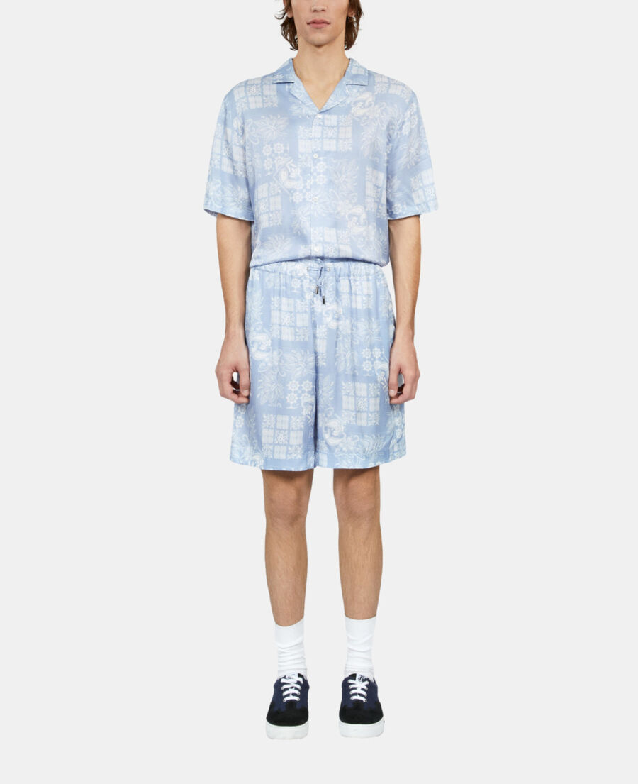 The Kooples HOMME WHITE / SKY BLUE short imprim&eacute; noir