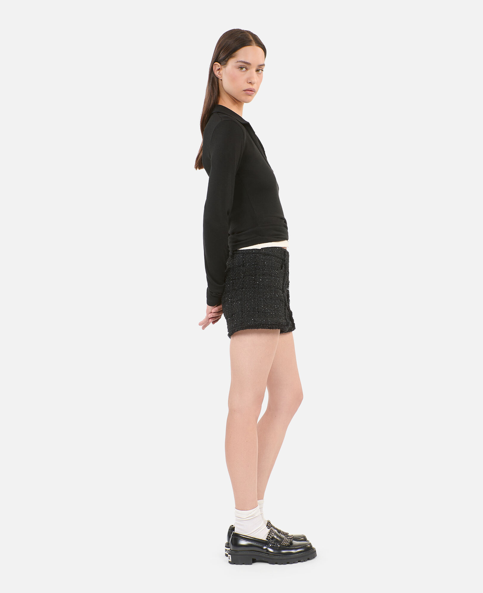 The Kooples FEMME BLACK polo manches longues noir