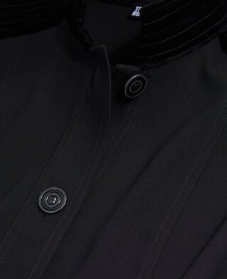 The Kooples WOMEN BLACK short black crepe dress with velvet details