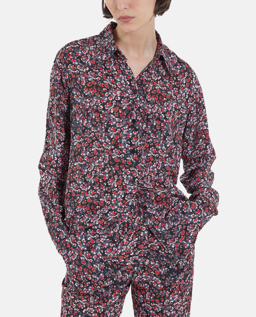 The Kooples WOMEN BLACK - RED floral printed shirt