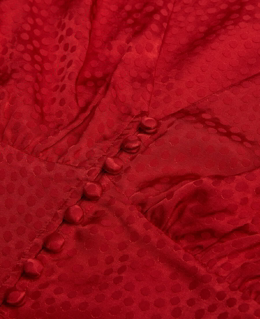 The Kooples FEMME ORIENTAL RED top court à pois jacquard rouge