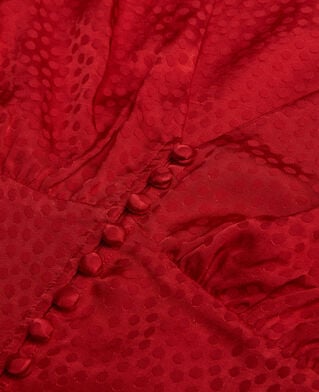The Kooples FEMME ORIENTAL RED top court à pois jacquard rouge