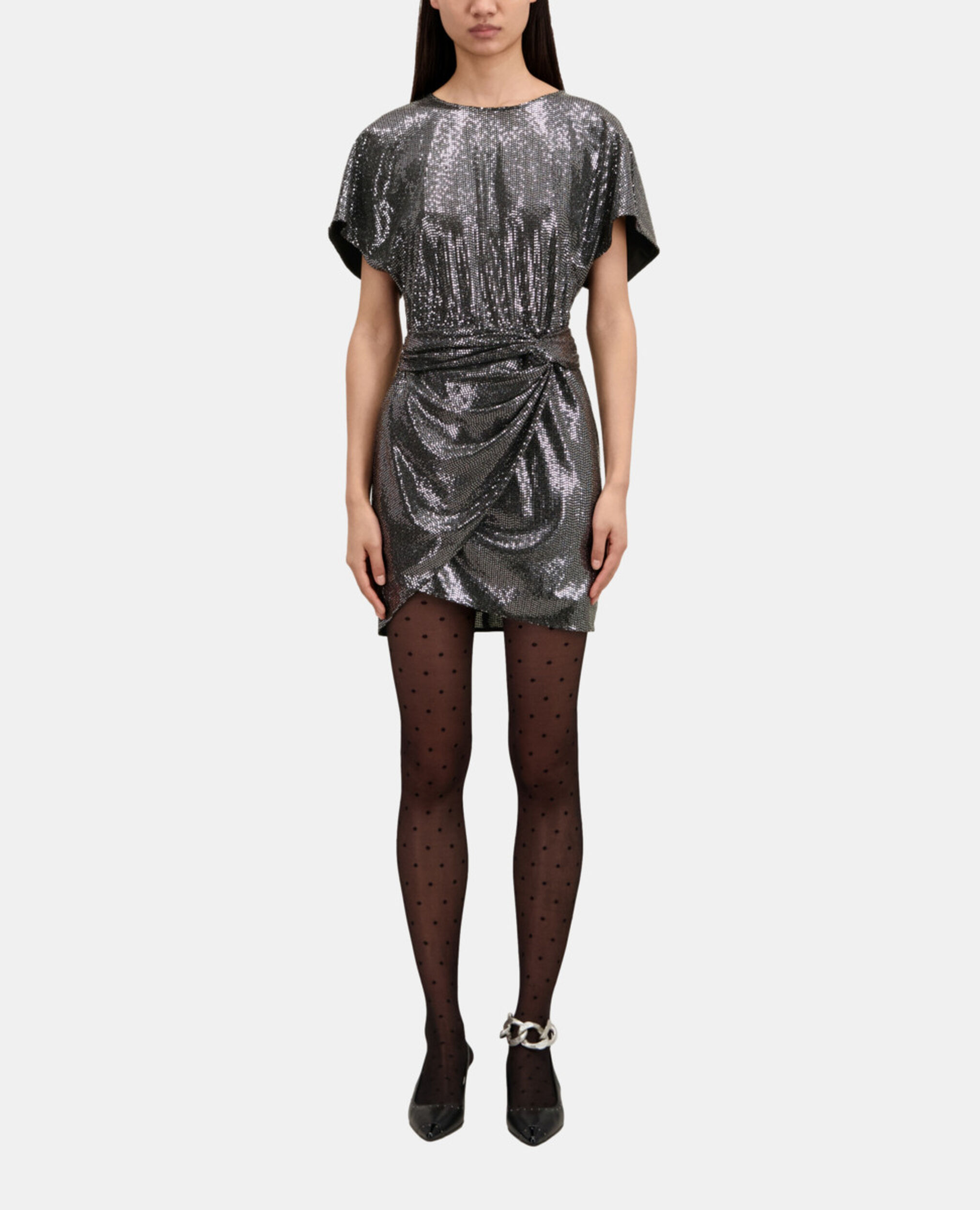 Short metallic dress, SILVER, hi-res image number null