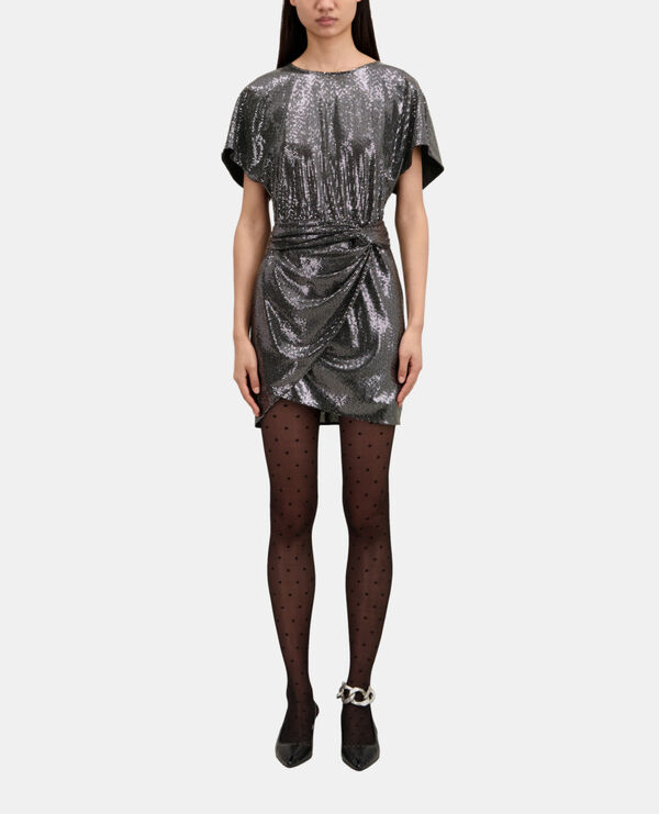 kurzes kleid mit metalliceffekt