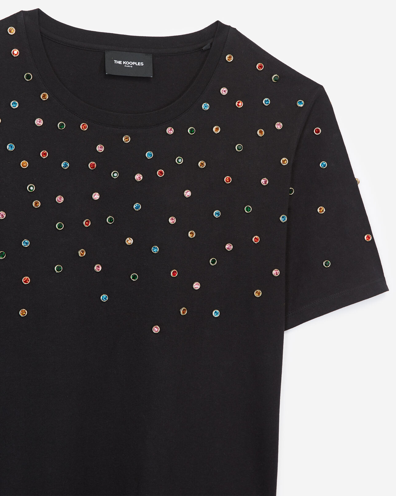 The Kooples MUJER BLACK camiseta rockera negra con strass bordados