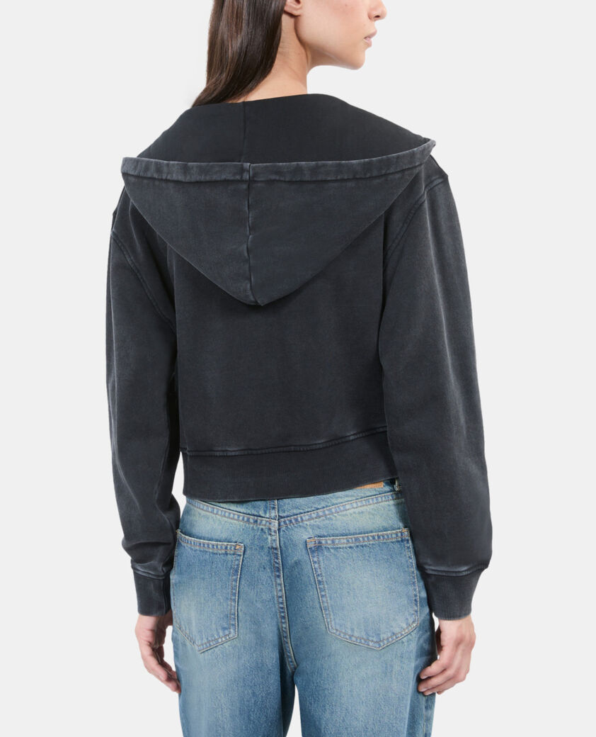 The Kooples F BLACK WASHED black officer style hoodie