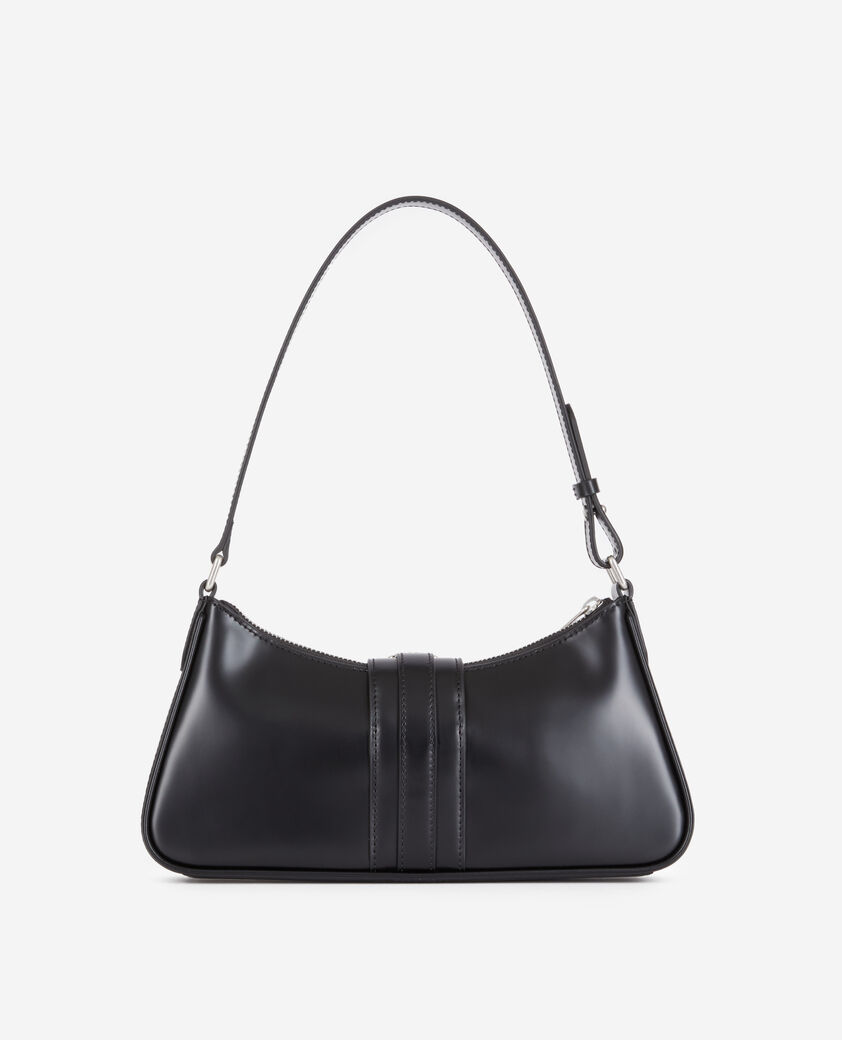 The Kooples WOMEN BLACK black glazed leather joe bag with western buckle