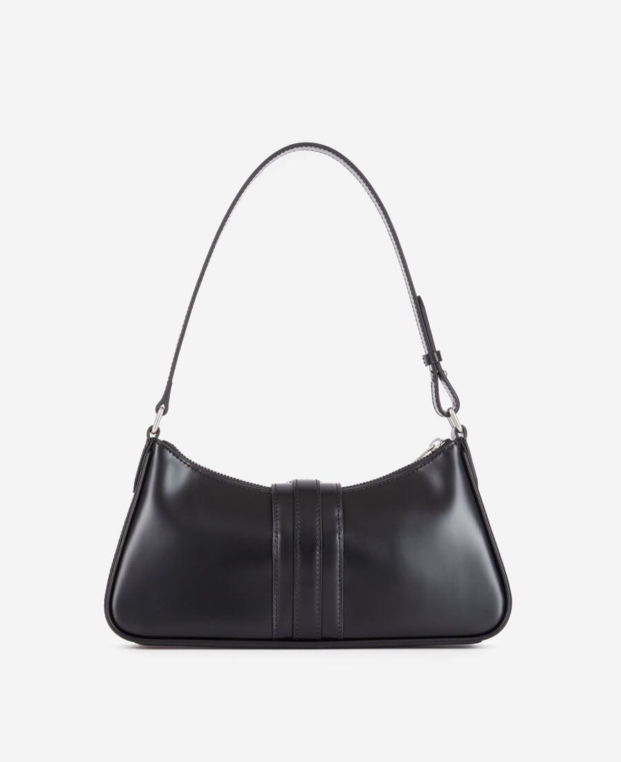 The Kooples F BLACK black glazed leather joe bag with western buckle