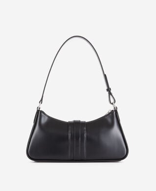 The Kooples F BLACK black glazed leather joe bag with western buckle