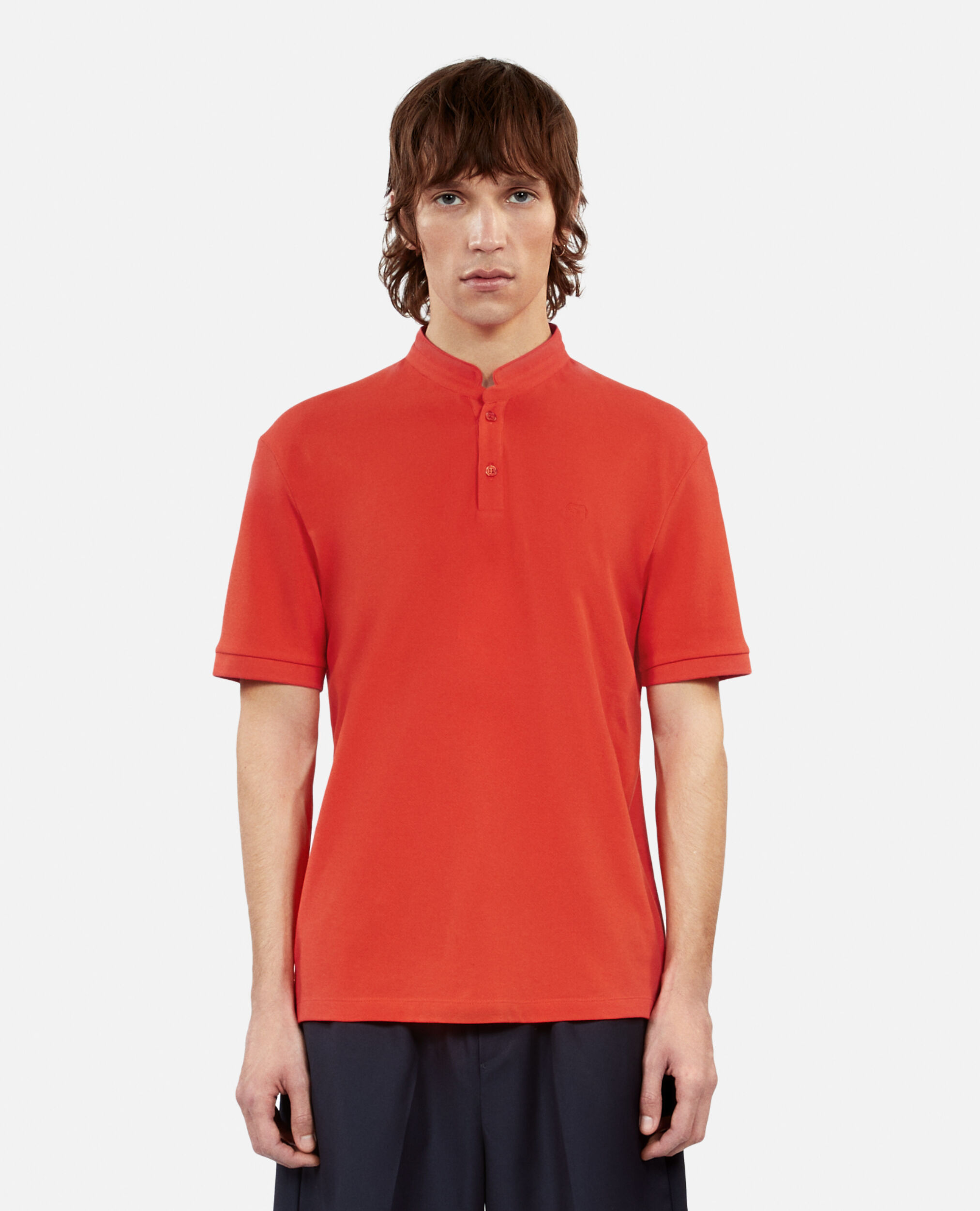 Red pique cotton polo t-shirt, RED, hi-res image number null