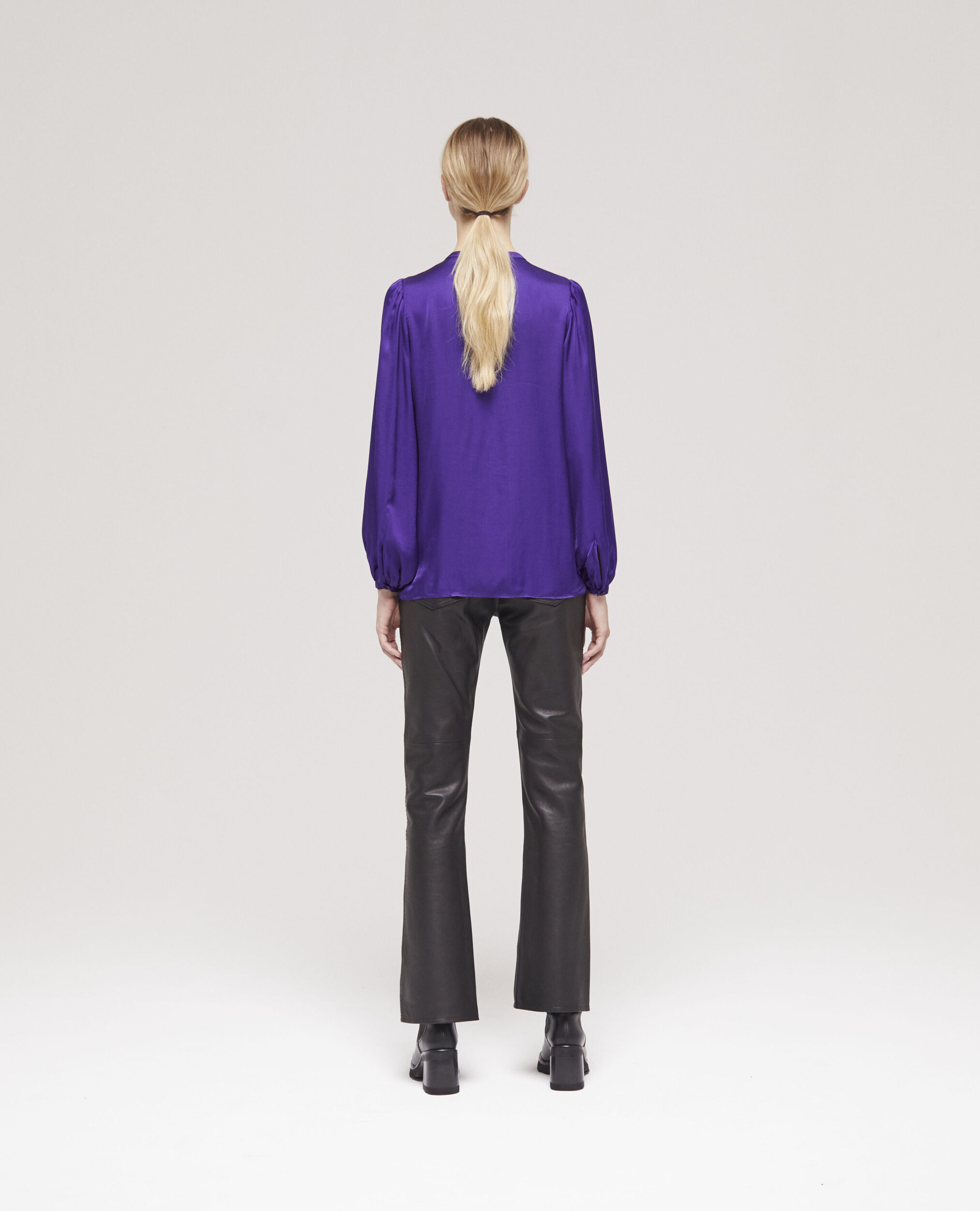 Chemise manches bouffantes violette, PURPLE, hi-res image number null