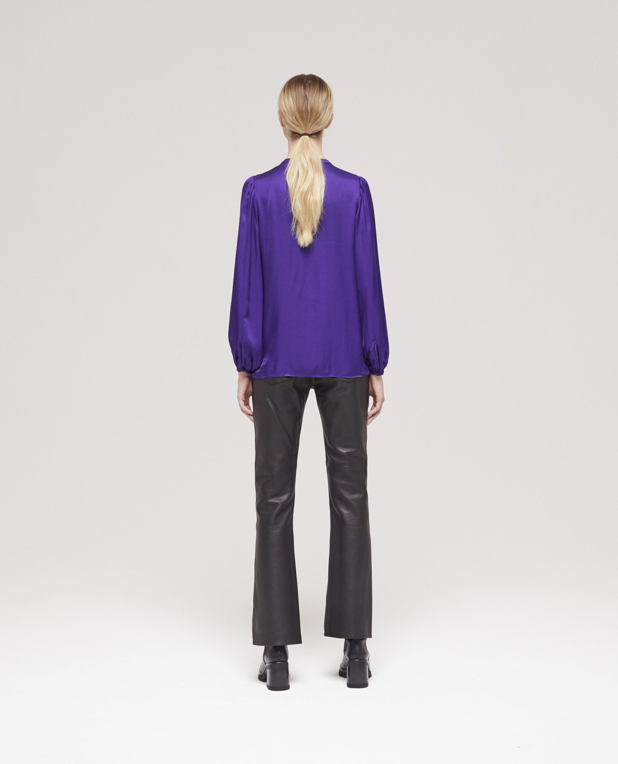 Purple shirt with puffed sleeves, PURPLE, hi-res image number null