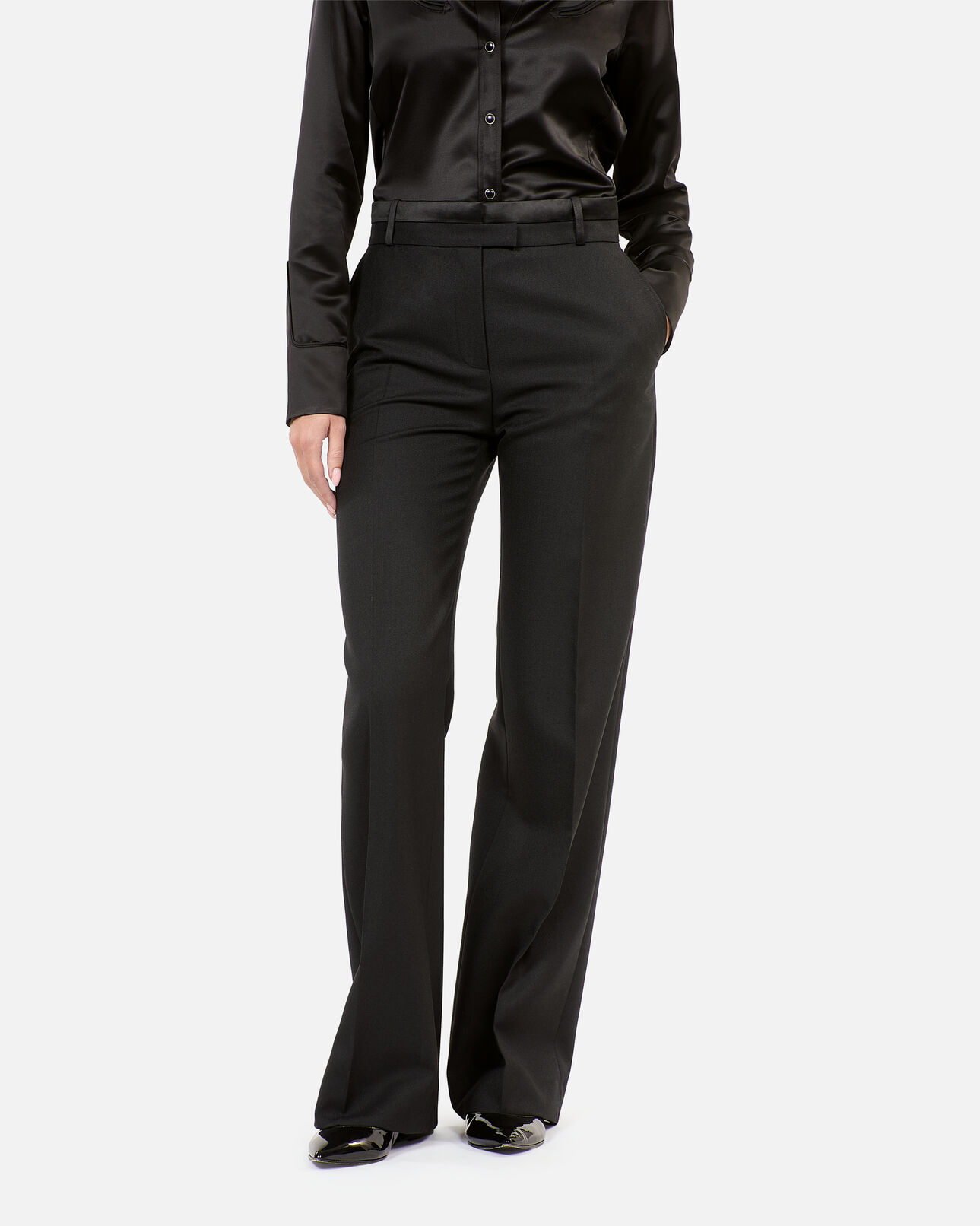 The Kooples WOMEN BLACK black wide-leg suit trousers