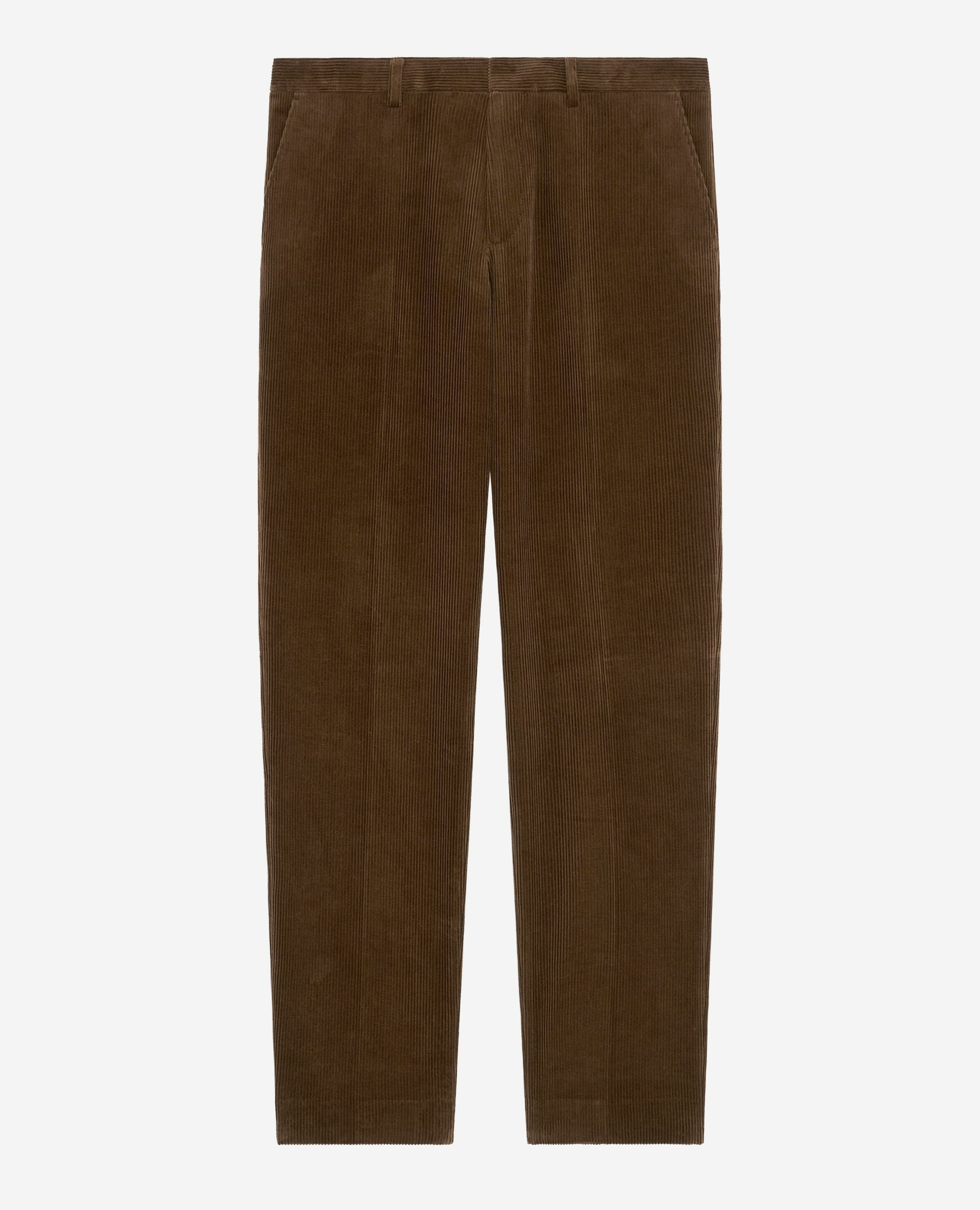 Pantalon de costume ajusté en velours côtelé marron, CARAMEL, hi-res image number null