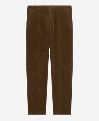 The Kooples HOMME CARAMEL pantalon de costume ajusté en velours côtelé marron