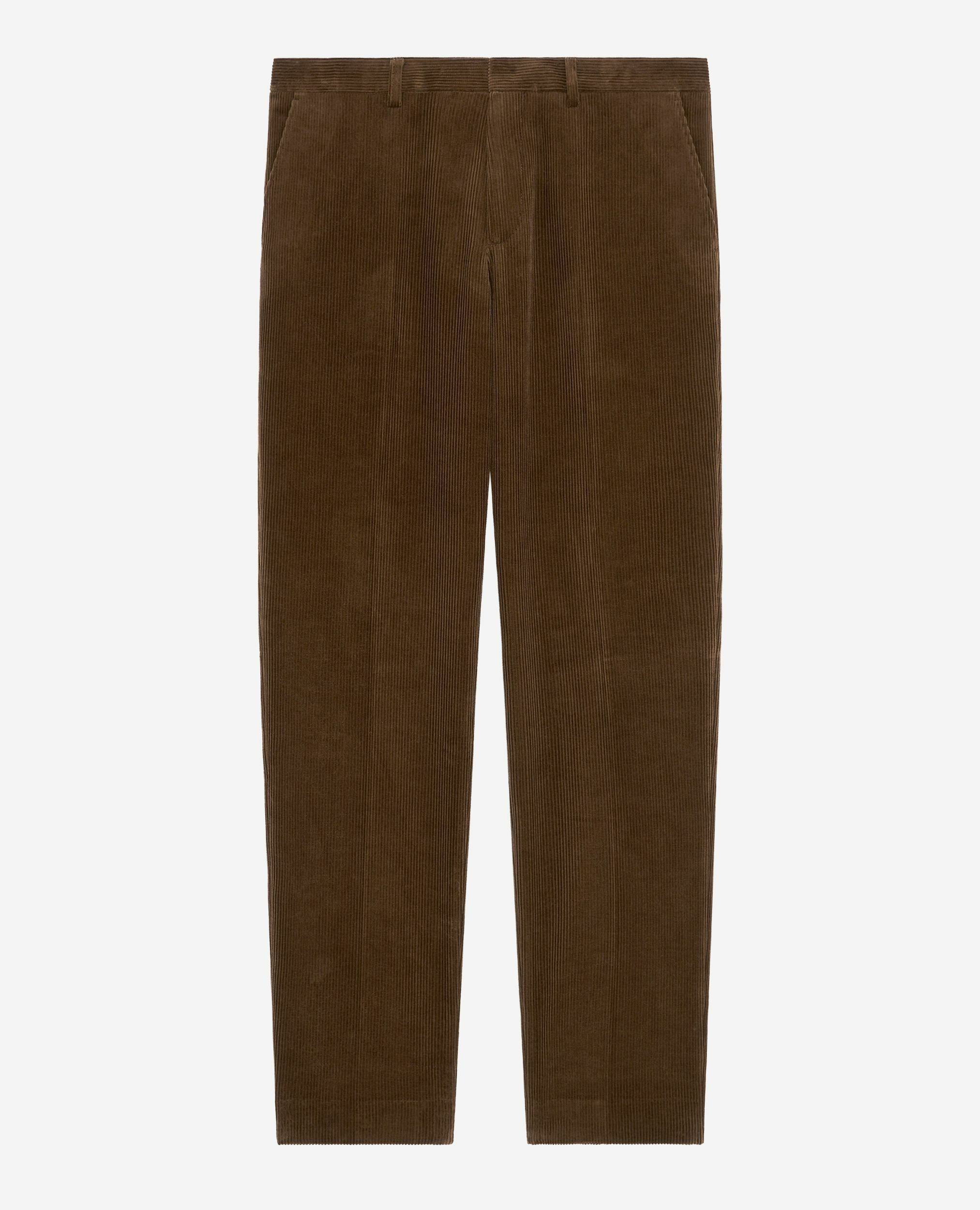 Pantalon de costume ajusté en velours côtelé marron, CARAMEL, hi-res image number null