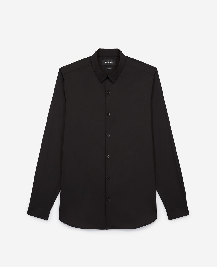 Fitted black shirt with buttoned collar | The Kooples - US