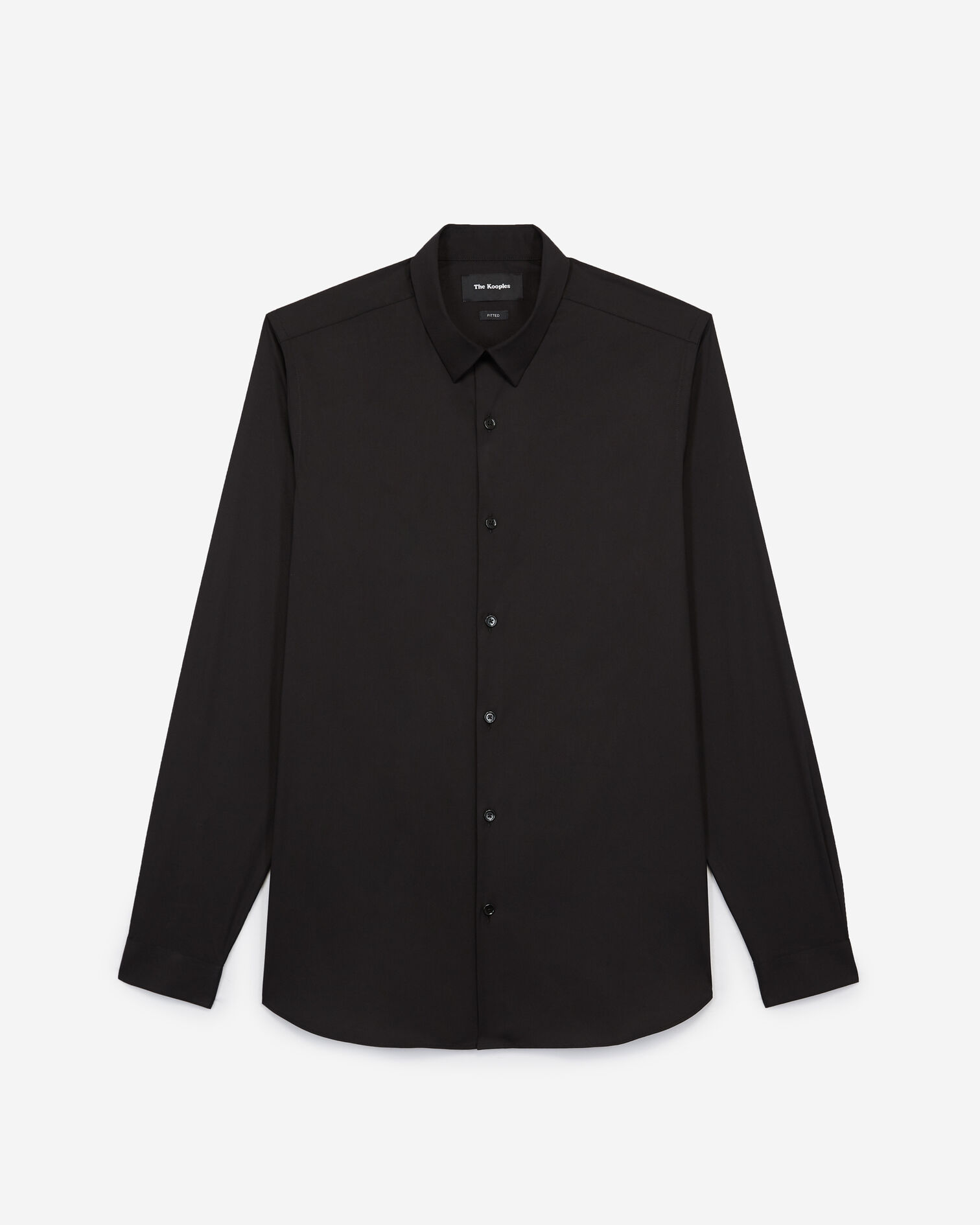 Chemise col boutonné noire coupe ajustée, BLACK, hi-res image number null