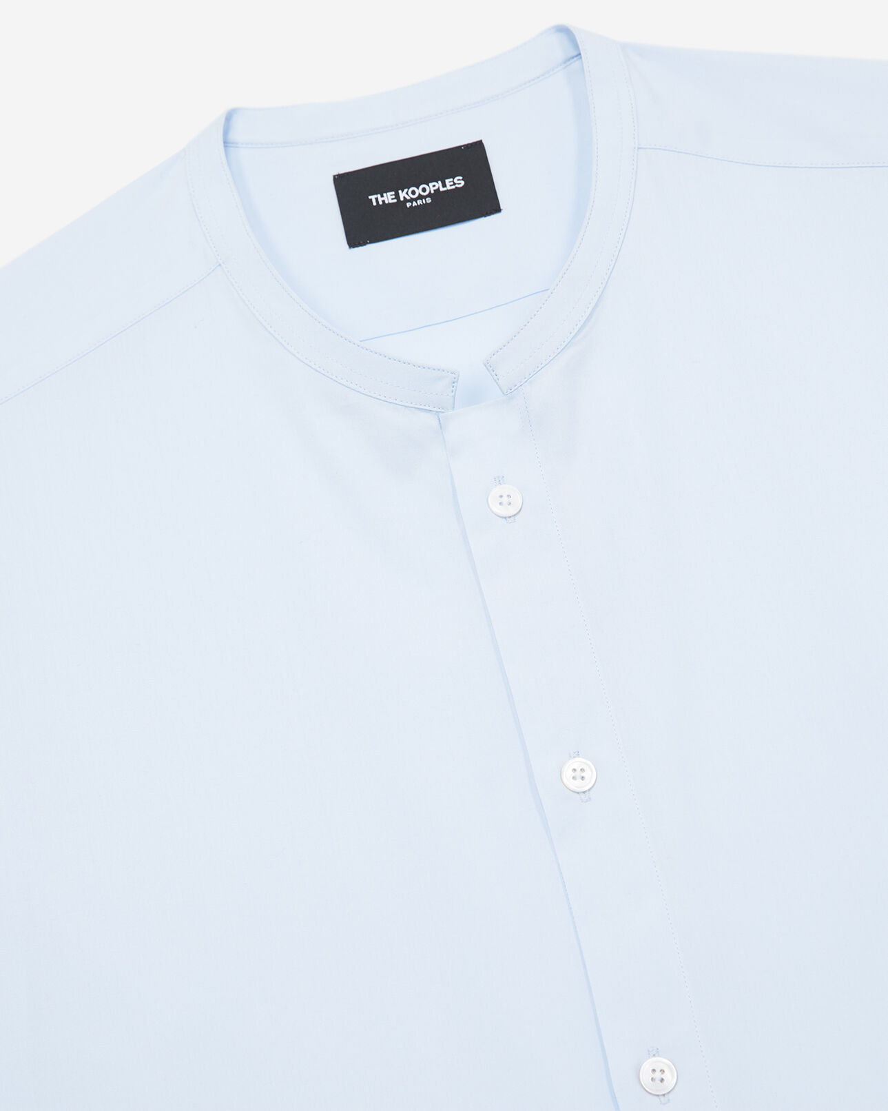 The Kooples MEN SKY collarless, wide-fitting, sky blue cotton shirt
