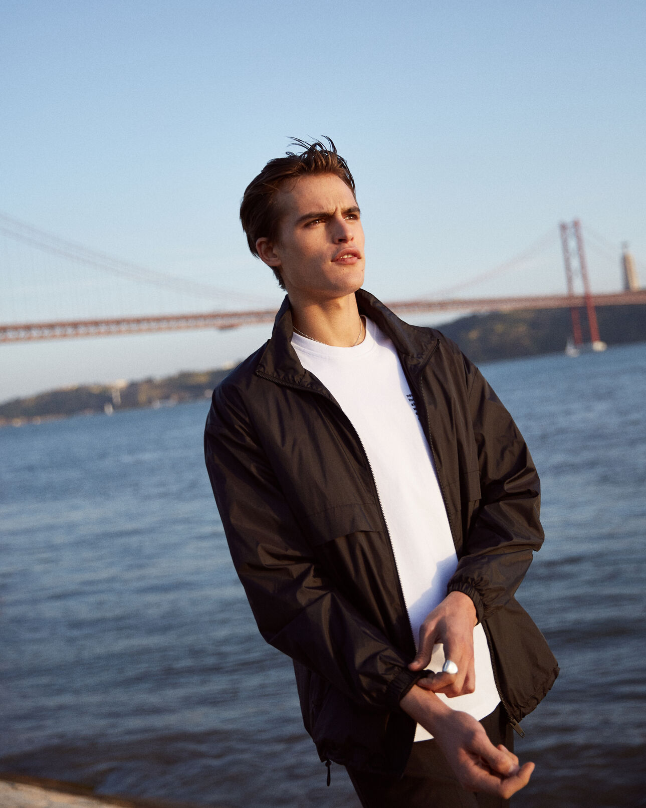 The Kooples HOMME BLACK blouson coupe-vent noir sérigraphié california riders