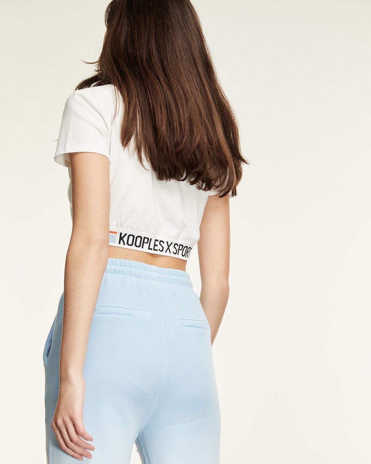 The Kooples WOMEN ECRU ecru cotton t-shirt with tricolour logo band